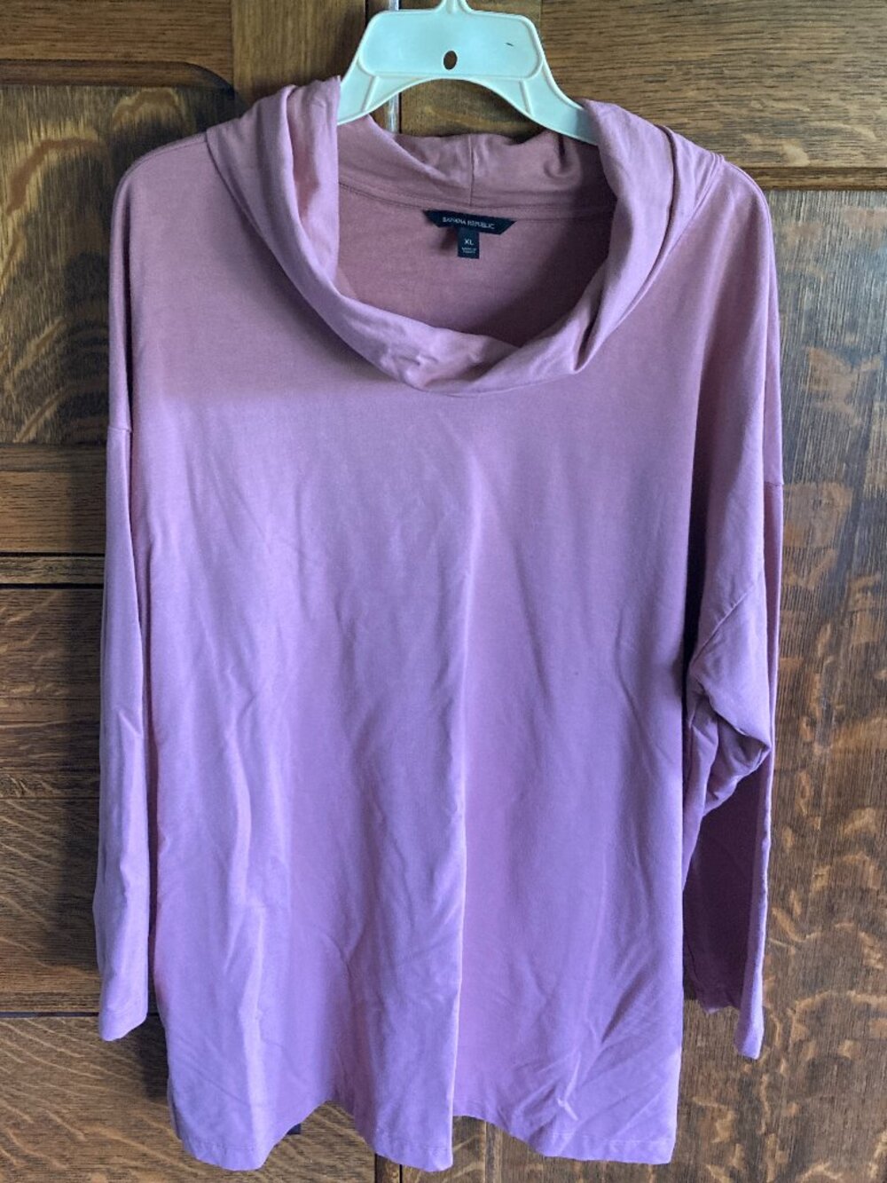 EUC Banana Republic cowl neck tunic, long sleeve, dusty pink, XL